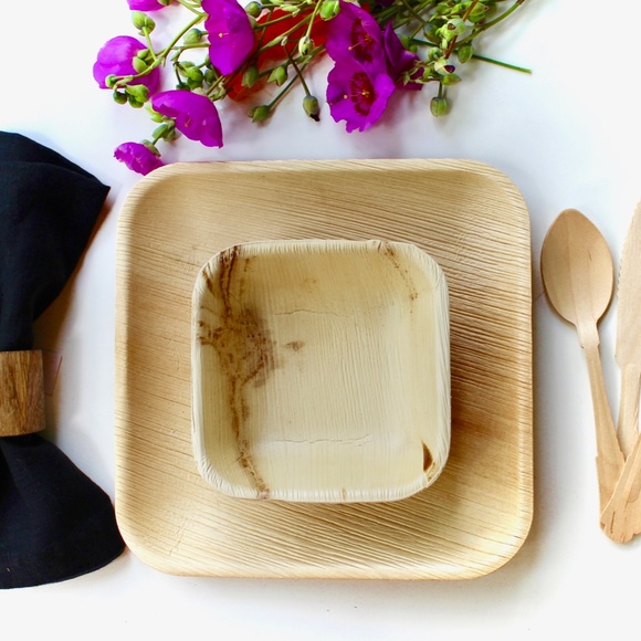 Eco Elegant Table Ware Other - palm leaf plates 10 pic 10" square - 10 pic 6"  Bowl and 30 pice cutlery…